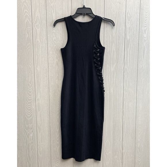 John + Jenn Side Laced Knit Dress Black Sleeveless Medium NWT - Picture 9 of 10